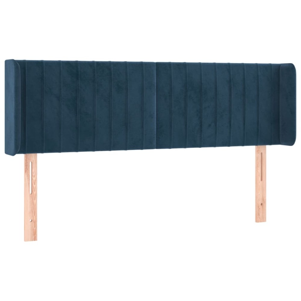 vidaXL Tăblie pat cu aripioare albastru închis 147x16x78/88 cm catifea