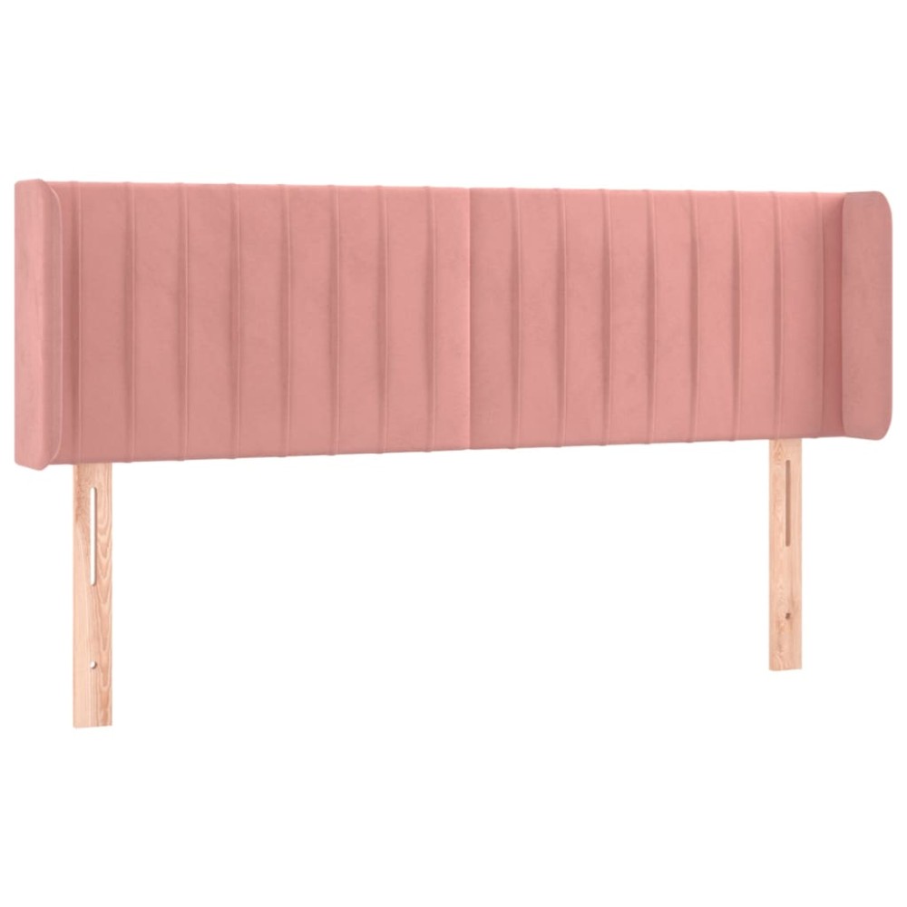 vidaXL Tăblie de pat cu aripioare roz 147x16x78/88 cm catifea