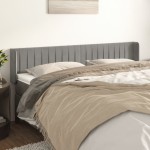 vidaXL Tăblie de pat cu aripioare gri deschis 163x16x78/88 cm catifea vidaXL Tăblie de pat cu aripioare gri deschis 163x16x78/88 cm catifea