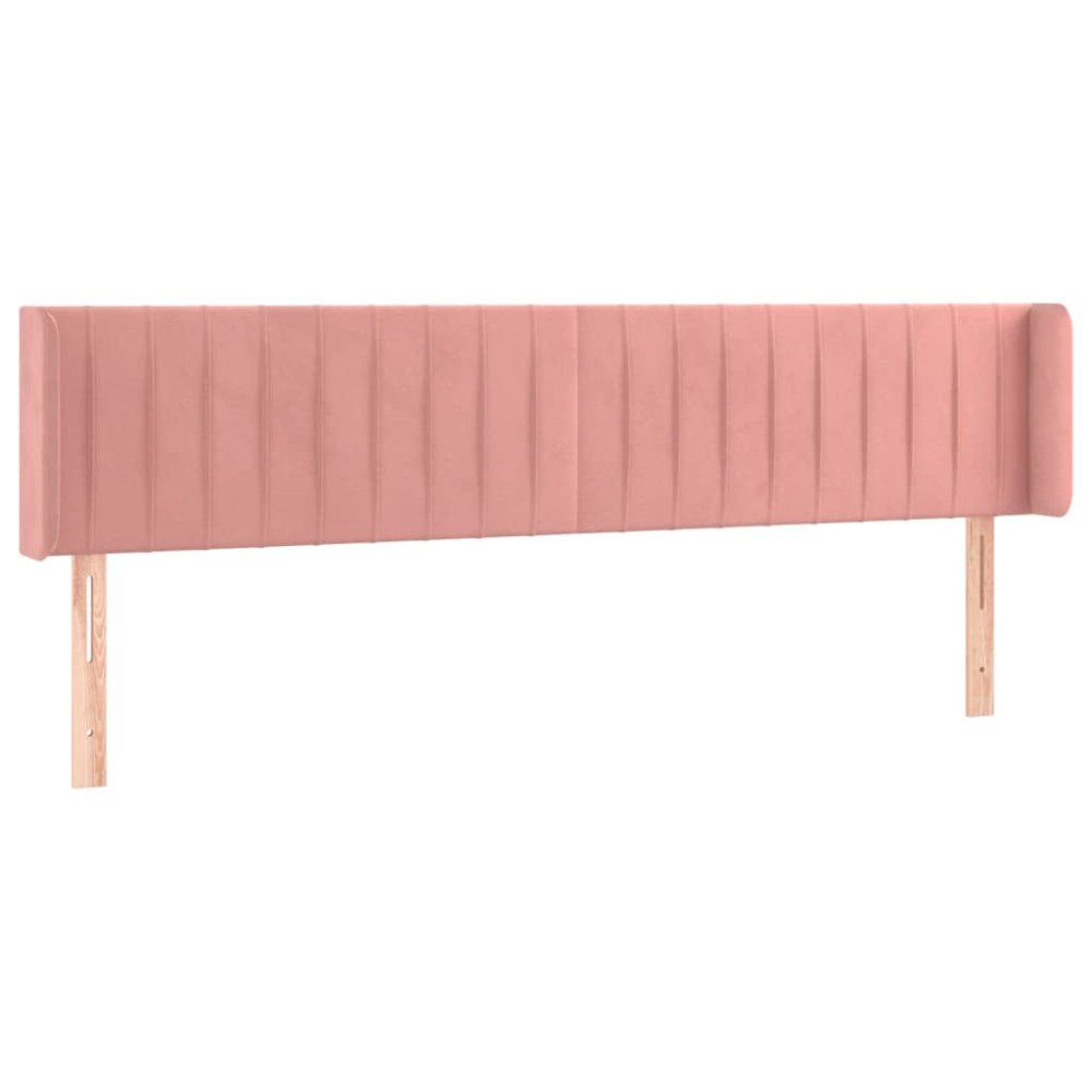 vidaXL Tăblie de pat cu aripioare roz 163x16x78/88 cm catifea