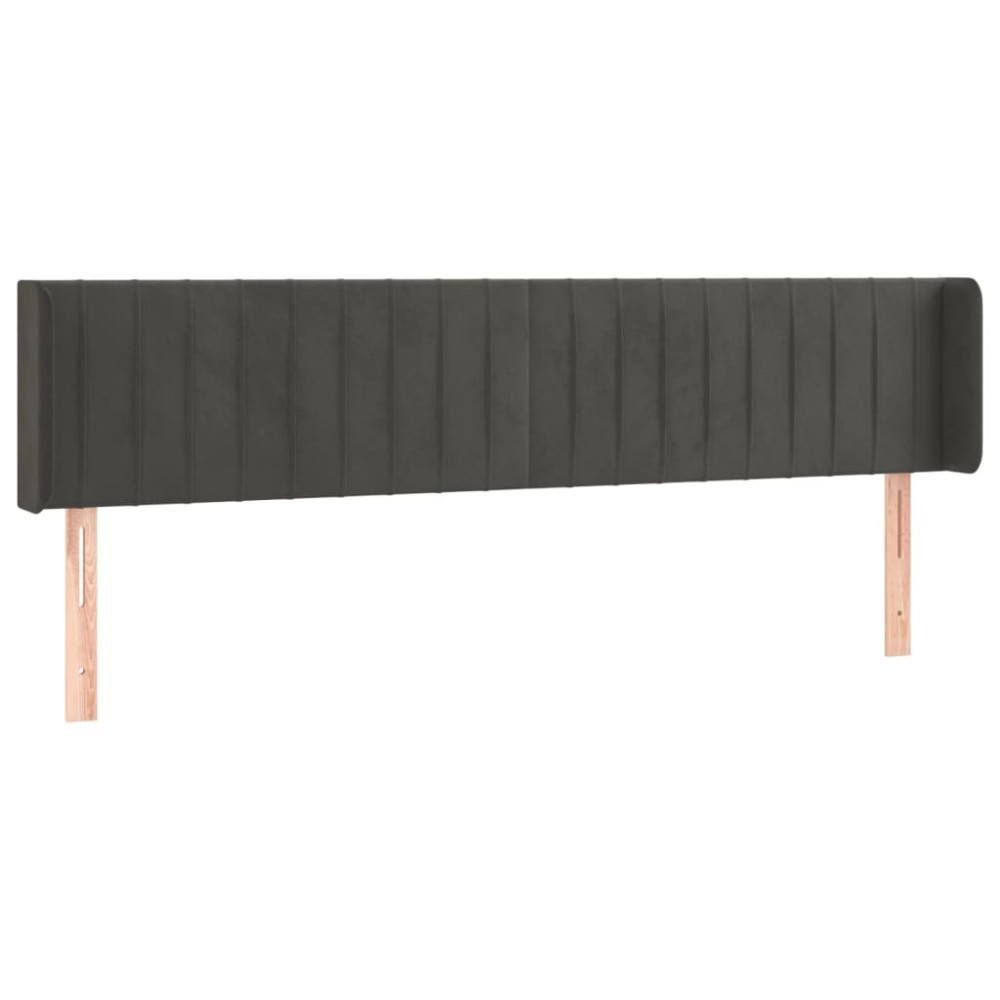 vidaXL Tăblie de pat cu aripioare gri închis 183x16x78/88 cm catifea