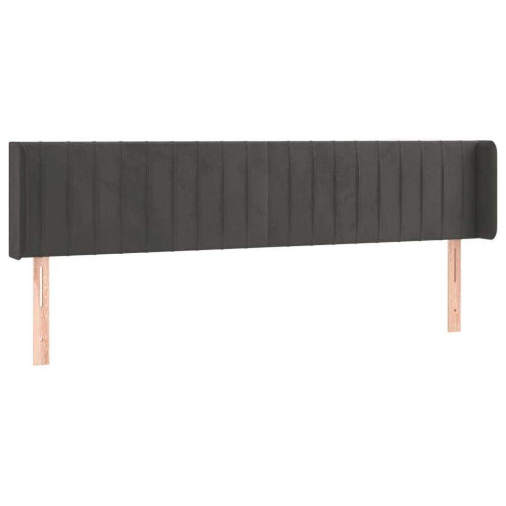vidaXL Tăblie de pat cu aripioare gri închis 203x16x78/88 cm catifea
