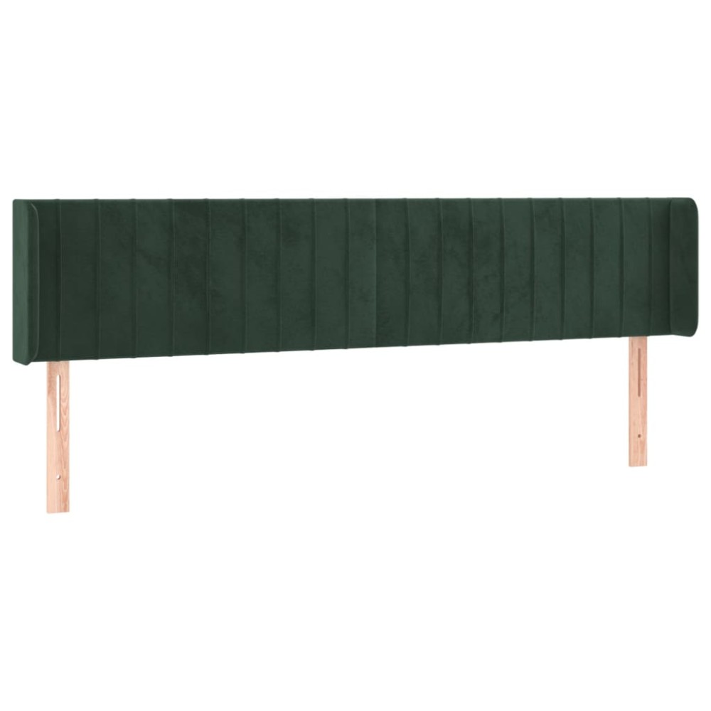vidaXL Tăblie de pat cu aripioare verde închis 203x16x78/88 cm catifea
