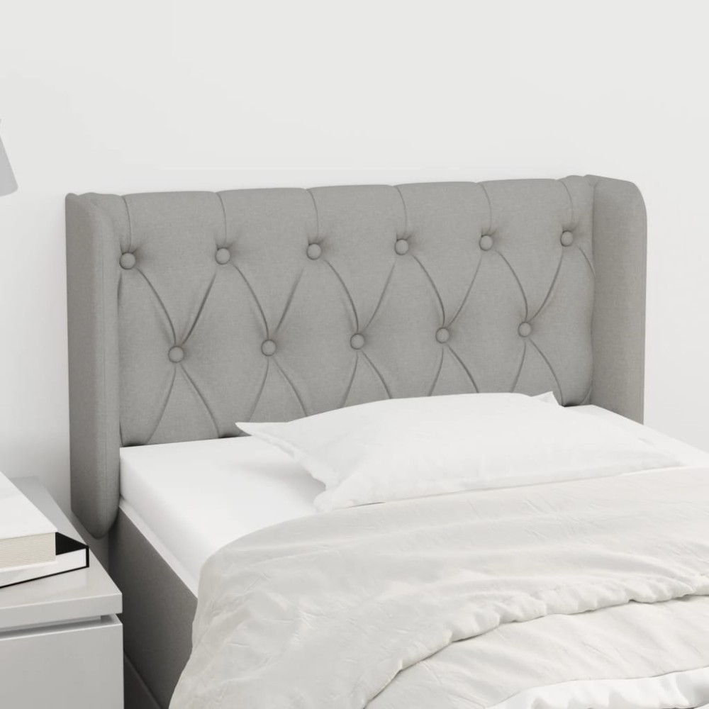 vidaXL Tăblie de pat cu aripioare gri deschis 83x16x78/88 cm textil