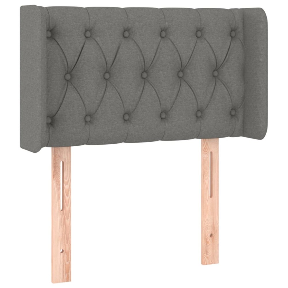 vidaXL Tăblie de pat cu aripioare gri închis 83x16x78/88 cm textil