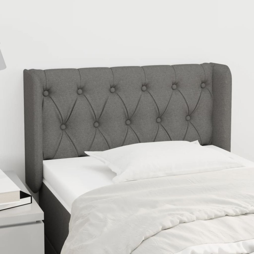 vidaXL Tăblie de pat cu aripioare gri închis 83x16x78/88 cm textil