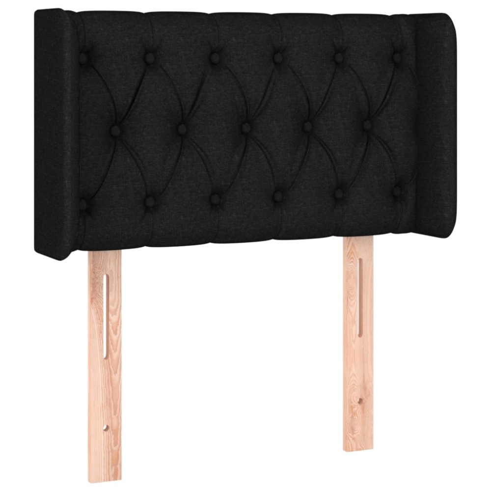 vidaXL Tăblie de pat cu aripioare negru 83x16x78/88 cm textil