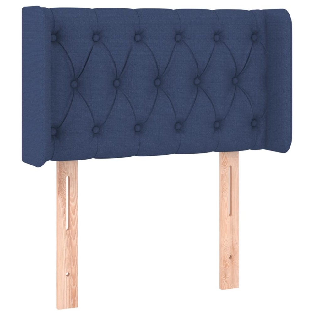 vidaXL Tăblie de pat cu aripioare albastru 83x16x78/88 cm textil