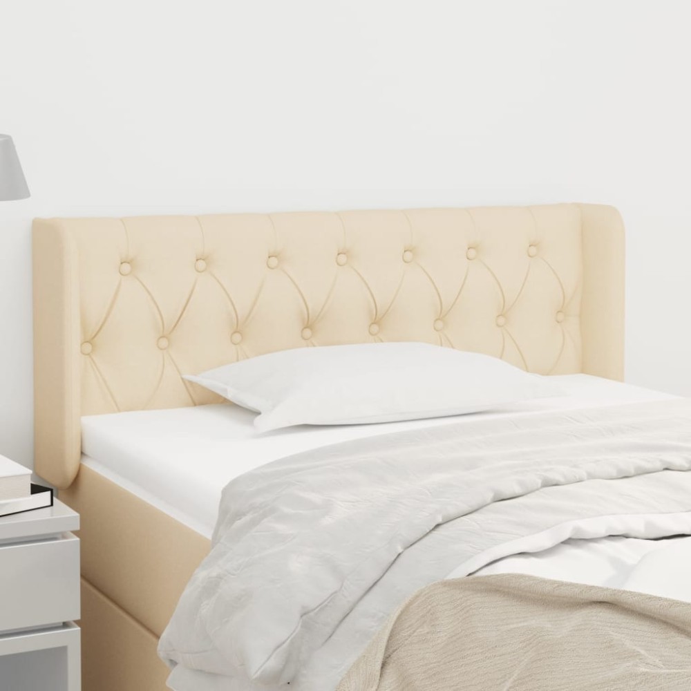 vidaXL Tăblie de pat cu aripioare crem 93x16x78/88 cm textil