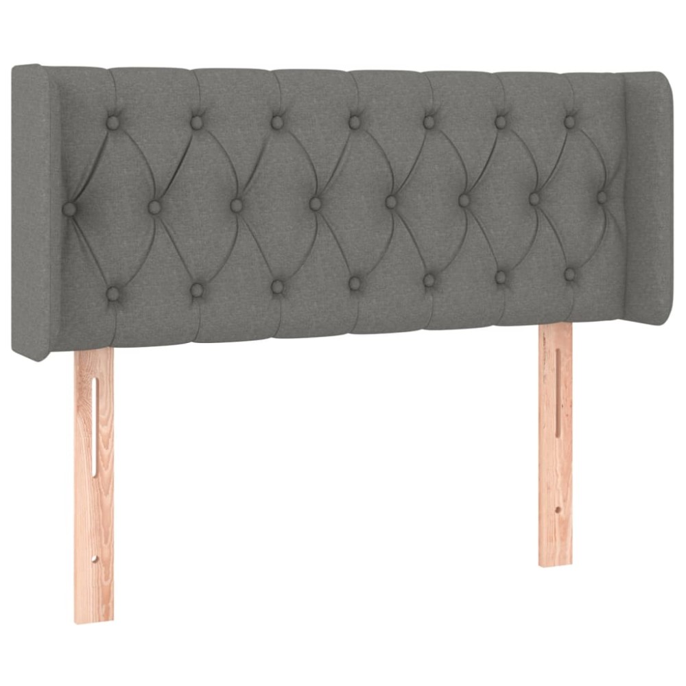 vidaXL Tăblie de pat cu aripioare gri închis 103x16x78/88 cm textil