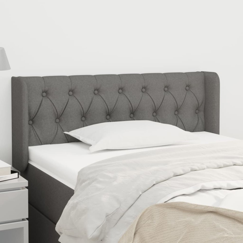 vidaXL Tăblie de pat cu aripioare gri închis 103x16x78/88 cm textil