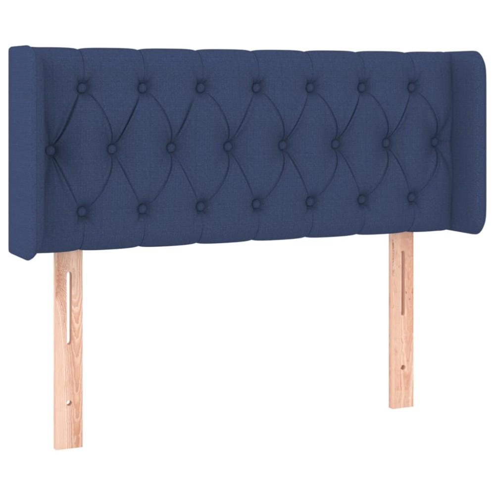 vidaXL Tăblie de pat cu aripioare albastru 103x16x78/88 cm textil