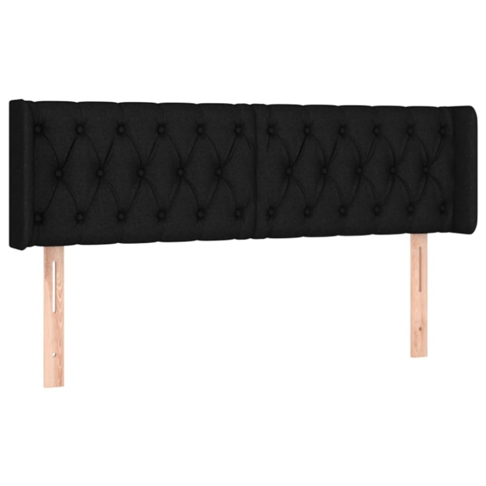 vidaXL Tăblie de pat cu aripioare negru 147x16x78/88 cm textil