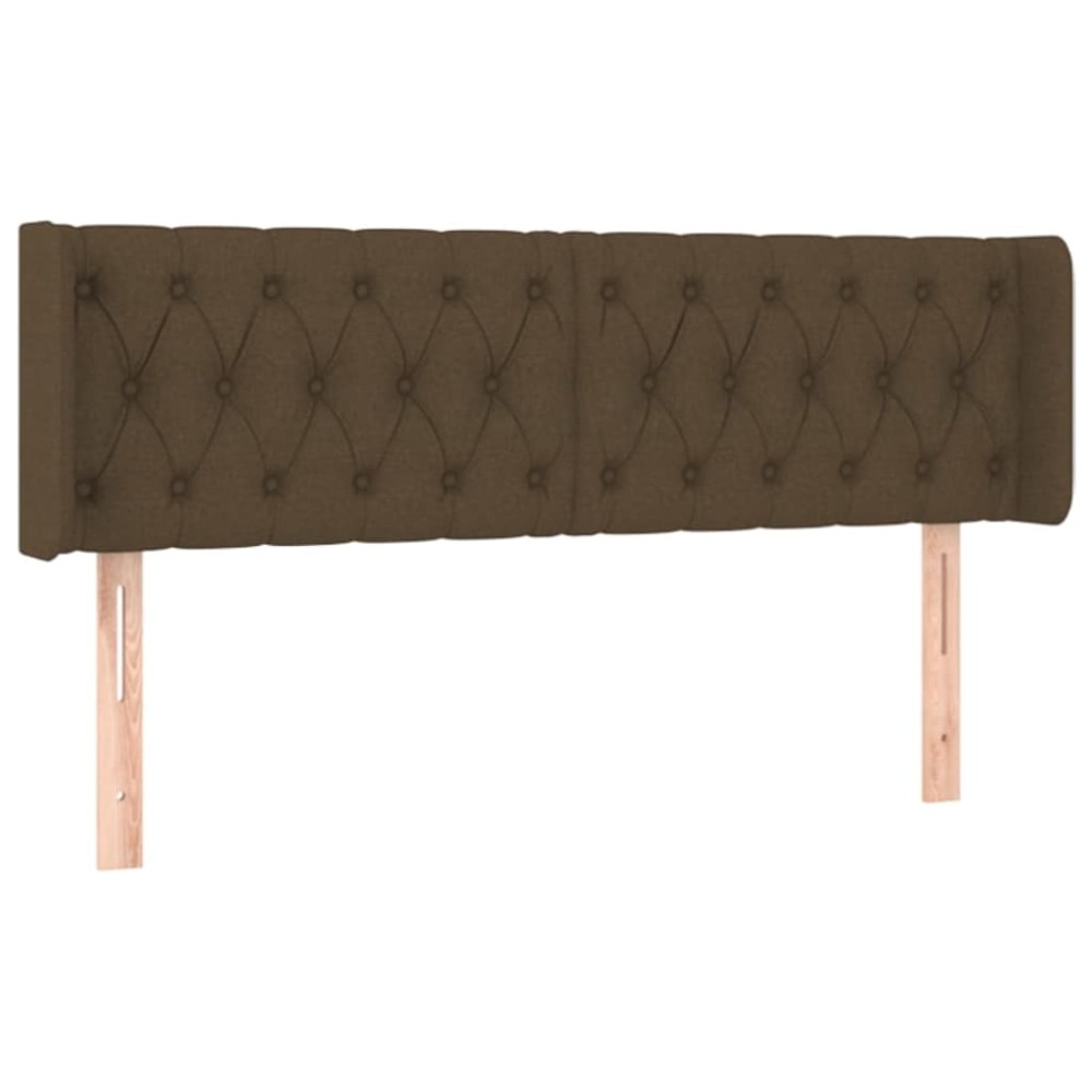 vidaXL Tăblie de pat cu aripioare maro închis 147x16x78/88 cm textil
