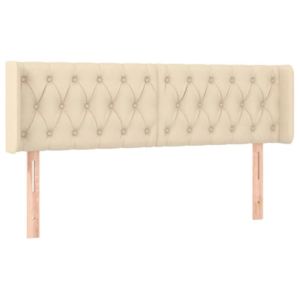 vidaXL Tăblie de pat cu aripioare crem 147x16x78/88 cm textil