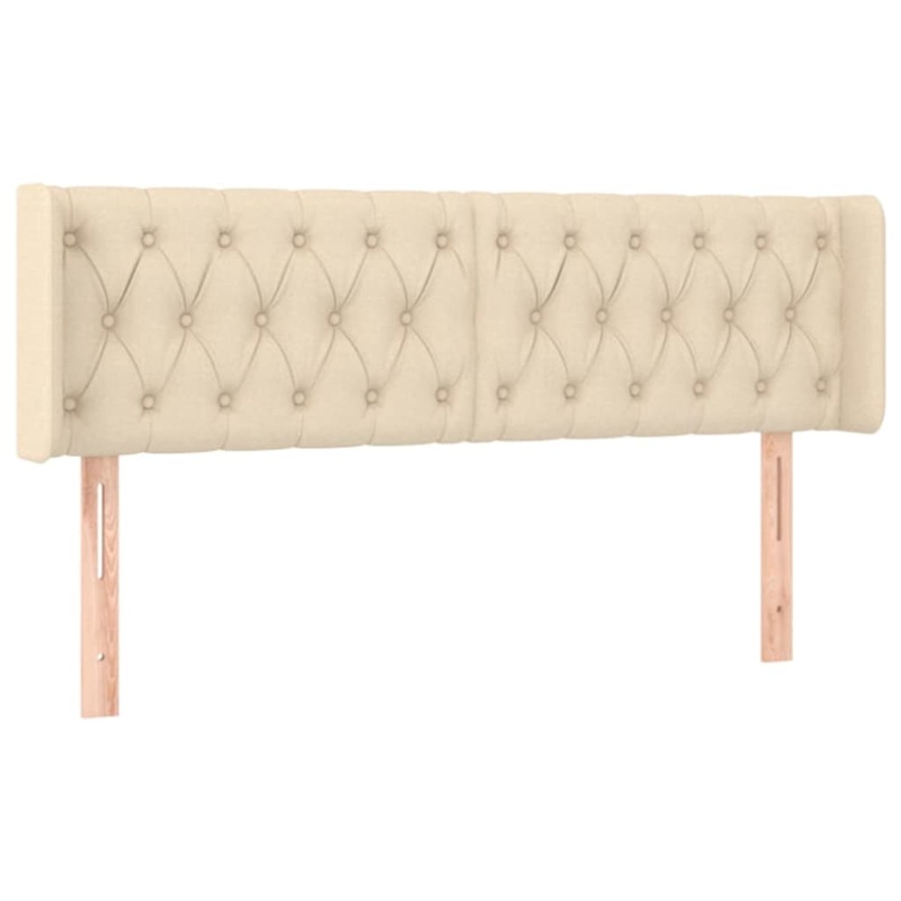 vidaXL Tăblie de pat cu aripioare crem 163x16x78/88 cm textil