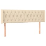 vidaXL Tăblie de pat cu aripioare crem 163x16x78/88 cm textil vidaXL Tăblie de pat cu aripioare crem 163x16x78/88 cm textil