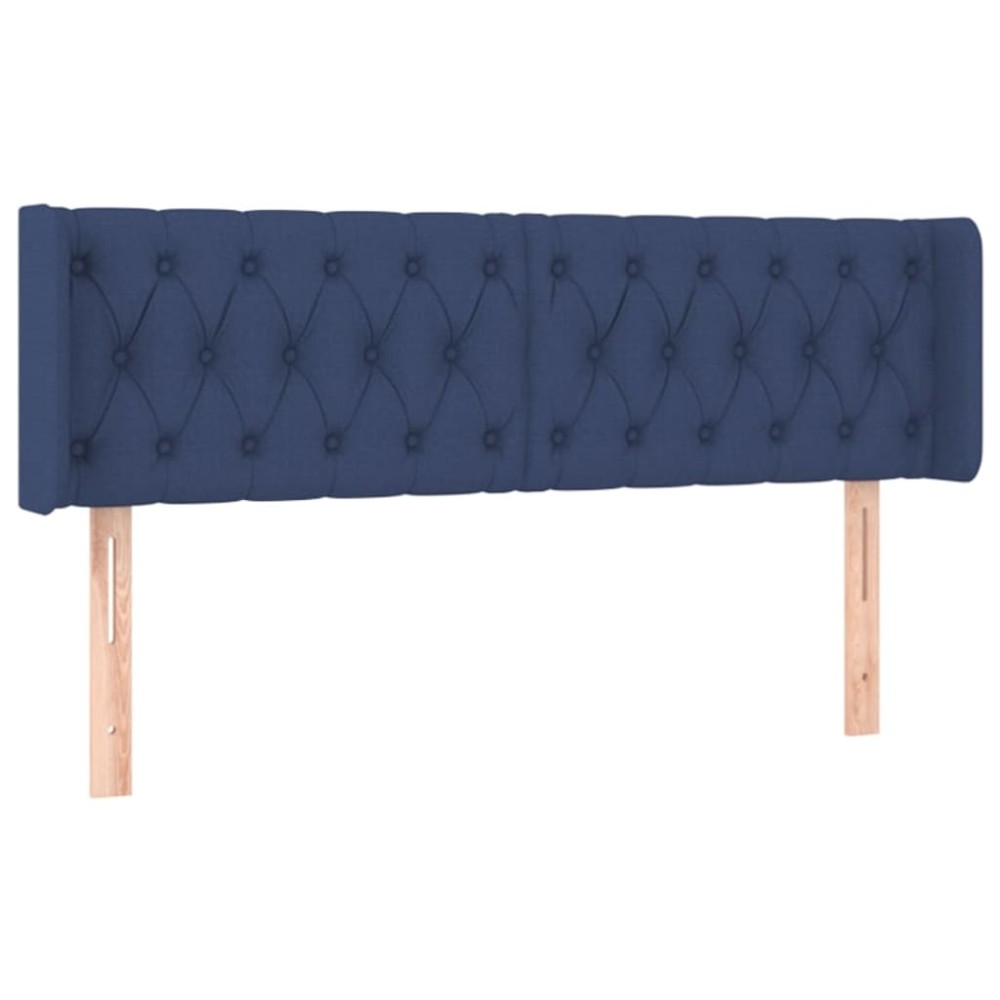 vidaXL Tăblie de pat cu aripioare albastru 163x16x78/88 cm textil
