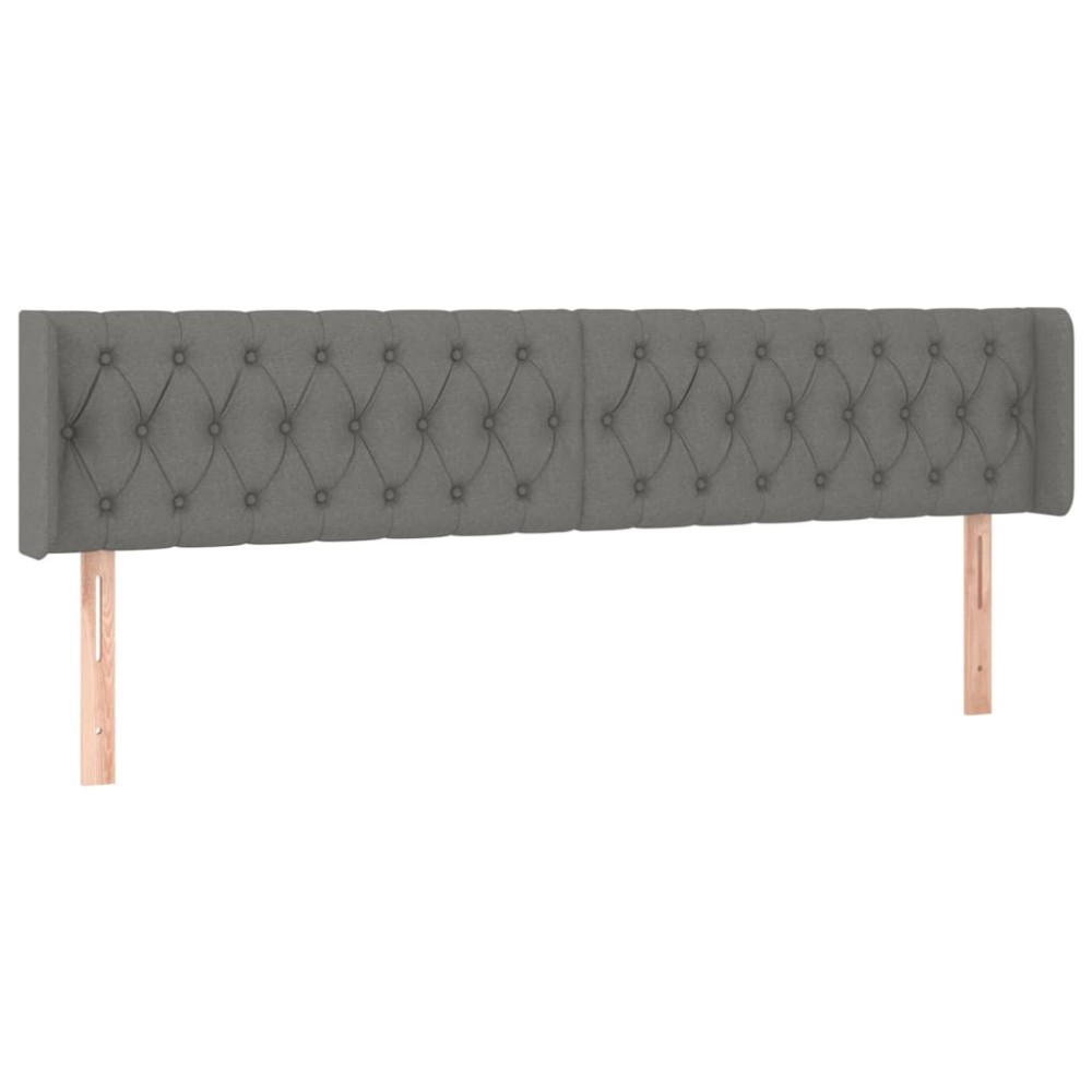 vidaXL Tăblie de pat cu aripioare gri închis 183x16x78/88 cm textil