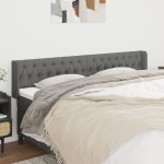 vidaXL Tăblie de pat cu aripioare gri închis 183x16x78/88 cm textil vidaXL Tăblie de pat cu aripioare gri închis 183x16x78/88 cm textil