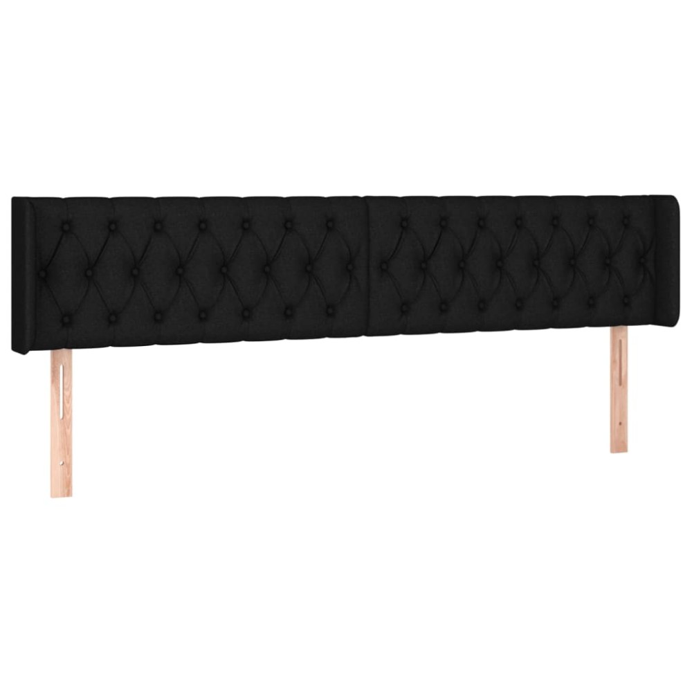 vidaXL Tăblie de pat cu aripioare negru 203x16x78/88 cm textil