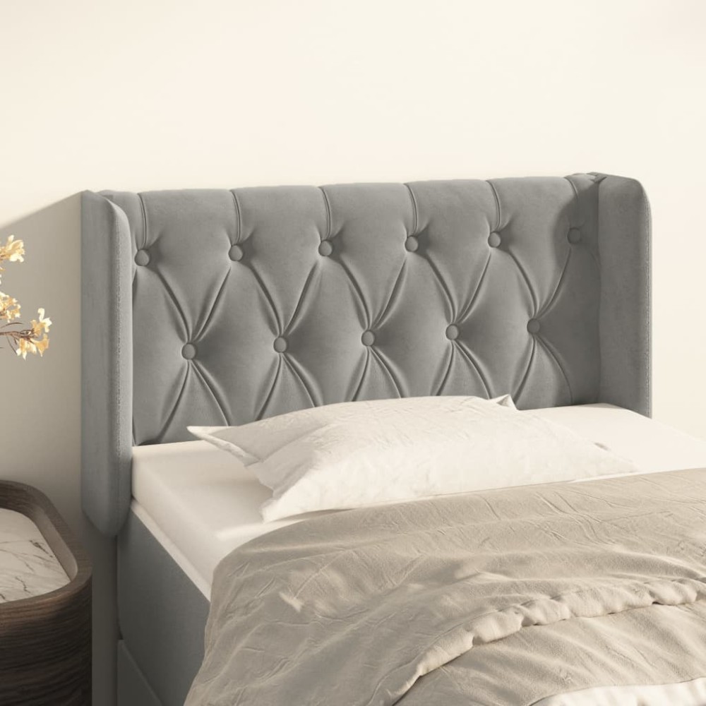 vidaXL Tăblie de pat cu aripioare gri deschis 83x16x78/88 cm catifea