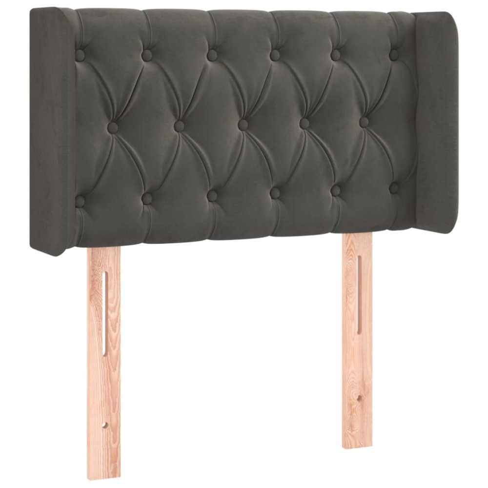 vidaXL Tăblie de pat cu aripioare gri închis 83x16x78/88 cm catifea