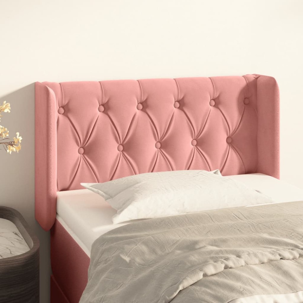 vidaXL Tăblie de pat cu aripioare roz 83x16x78/88 cm catifea