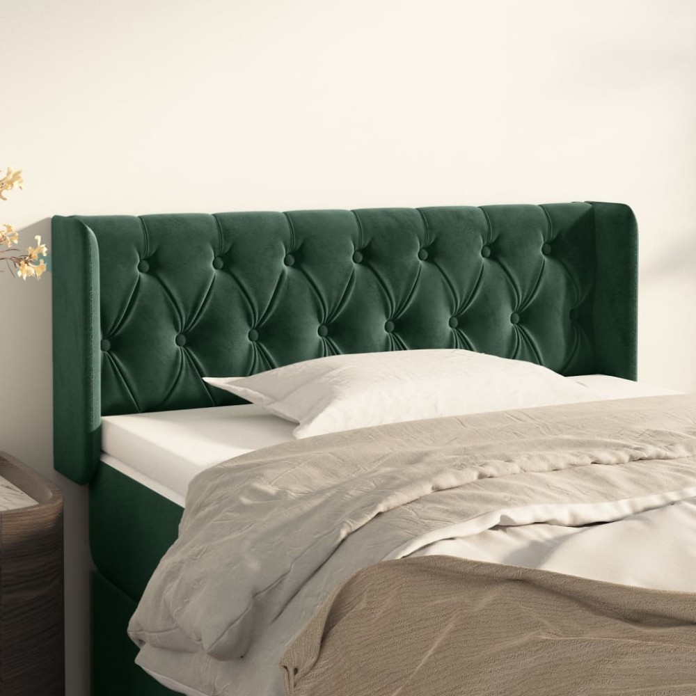 vidaXL Tăblie pat cu aripioare verde închis 93x16x78/88 cm catifea