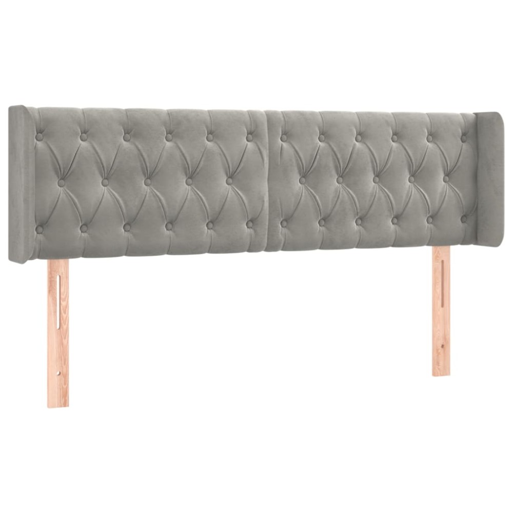 vidaXL Tăblie de pat cu aripioare gri deschis 147x16x78/88 cm catifea