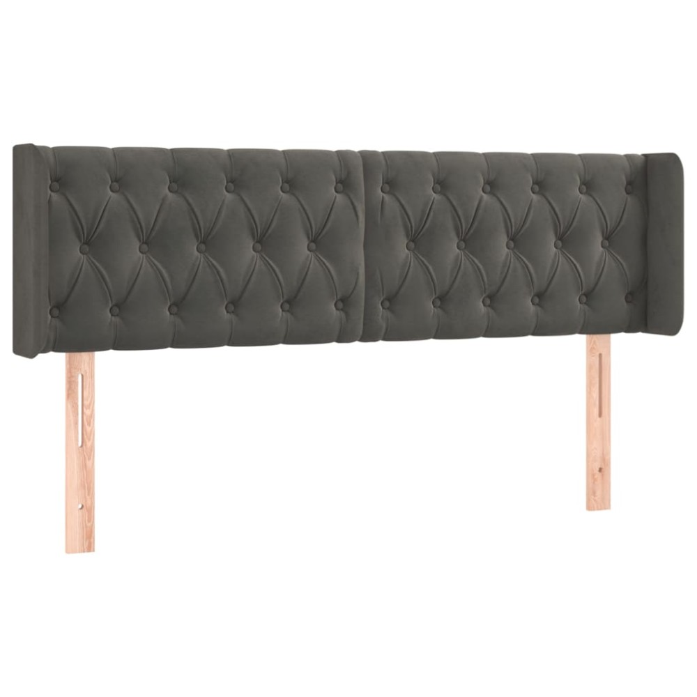 vidaXL Tăblie de pat cu aripioare gri închis 147x16x78/88 cm catifea