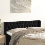 vidaXL Tăblie de pat cu aripioare negru 147x16x78/88 cm catifea vidaXL Tăblie de pat cu aripioare negru 147x16x78/88 cm catifea