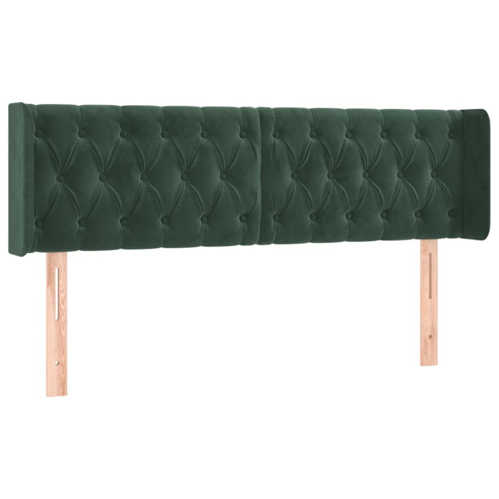 vidaXL Tăblie de pat cu aripioare verde închis 147x16x78/88 cm catifea