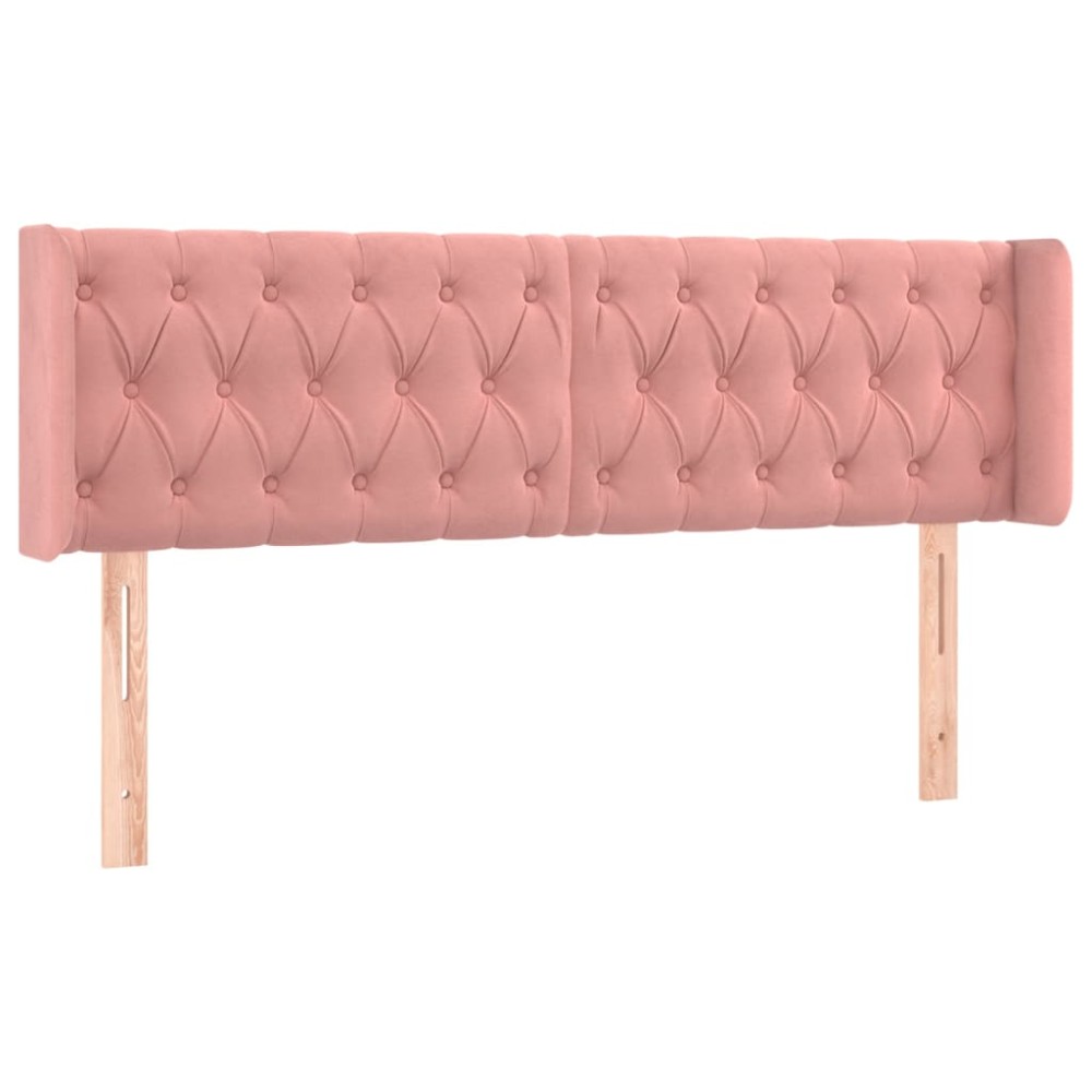 vidaXL Tăblie de pat cu aripioare roz 147x16x78/88 cm catifea