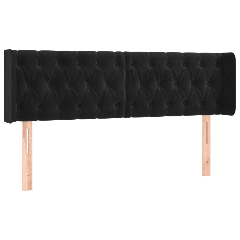 vidaXL Tăblie de pat cu aripioare negru 163x16x78/88 cm catifea