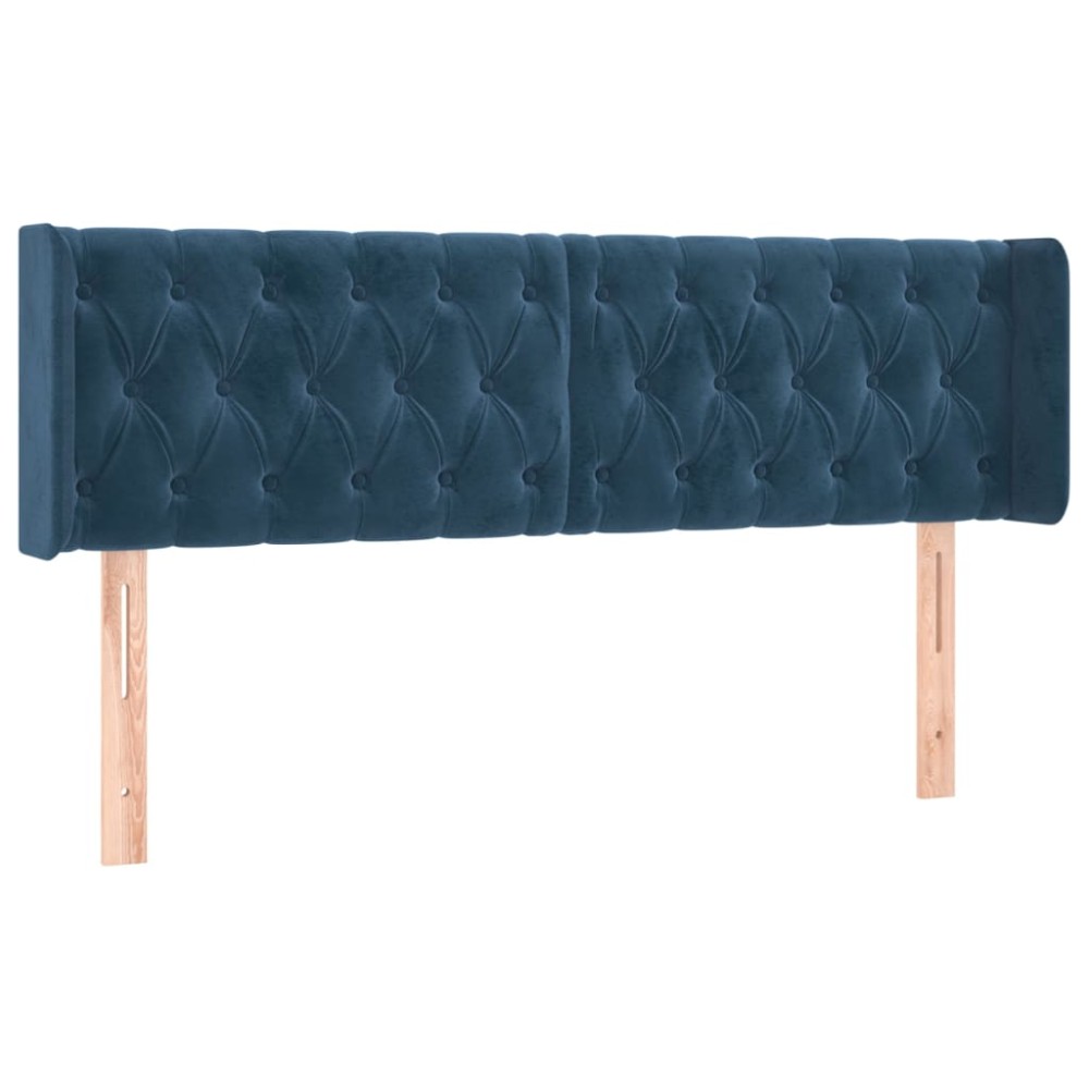 vidaXL Tăblie pat cu aripioare albastru închis 163x16x78/88 cm catifea