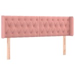 vidaXL Tăblie de pat cu aripioare roz 163x16x78/88 cm catifea