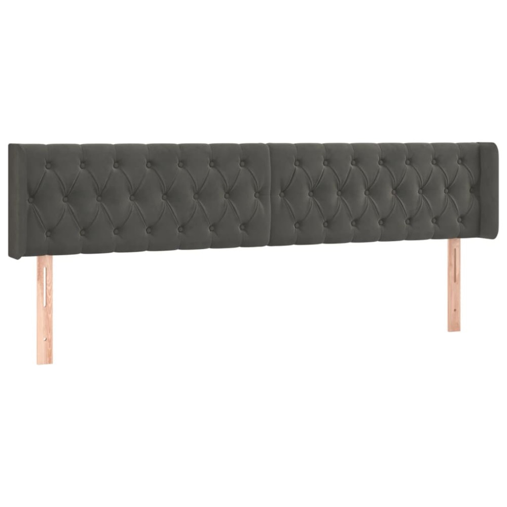 vidaXL Tăblie de pat cu aripioare gri închis 183x16x78/88 cm catifea