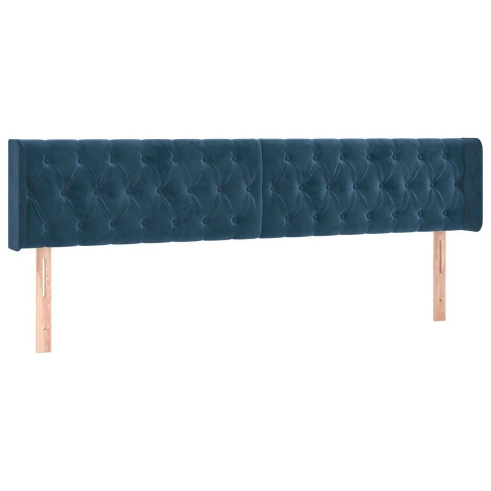 vidaXL Tăblie pat cu aripioare albastru închis 183x16x78/88 cm catifea