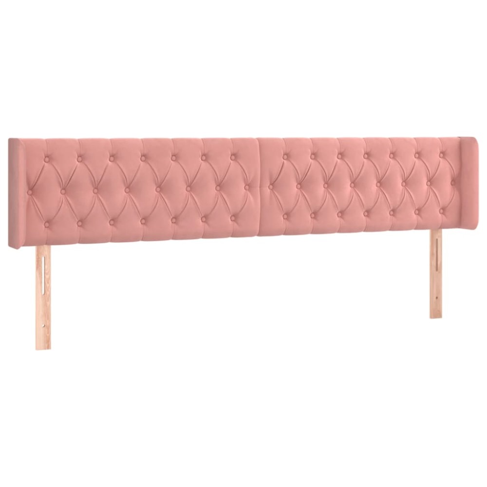 vidaXL Tăblie de pat cu aripioare roz 183x16x78/88 cm catifea