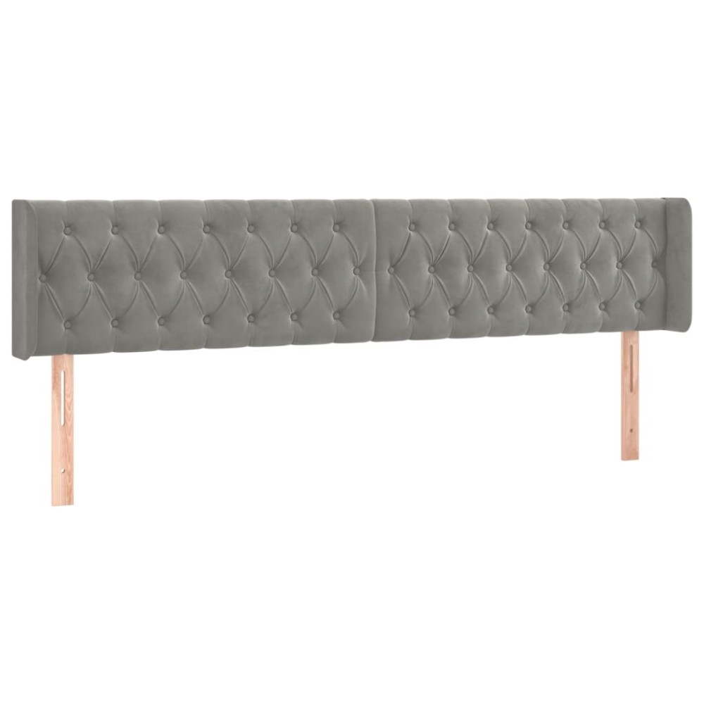 vidaXL Tăblie de pat cu aripioare gri deschis 203x16x78/88 cm catifea