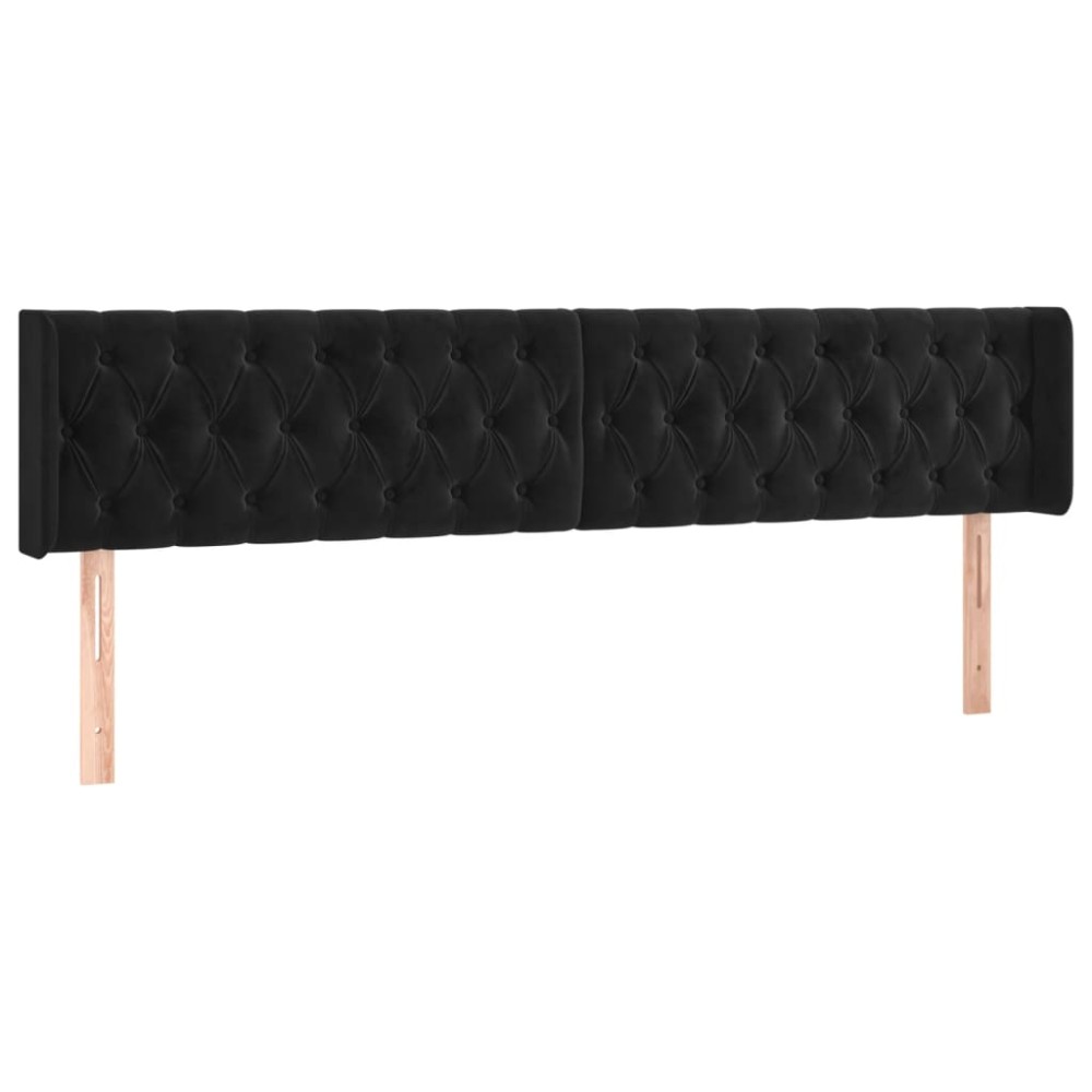 vidaXL Tăblie de pat cu aripioare negru 203x16x78/88 cm catifea