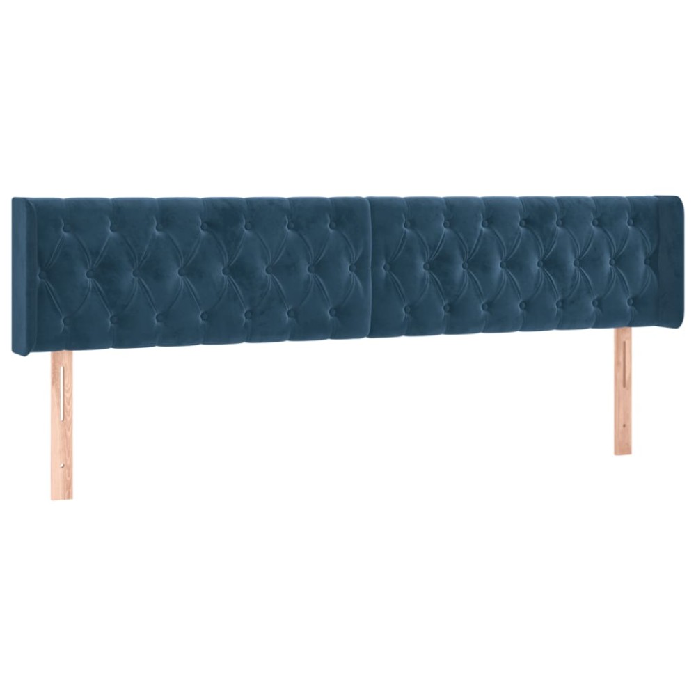 vidaXL Tăblie pat cu aripioare albastru închis 203x16x78/88 cm catifea