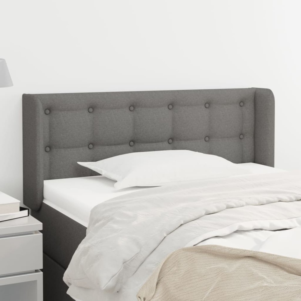 vidaXL Tăblie de pat cu aripioare gri închis 83x16x78/88 cm textil