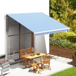 vidaXL Pânză de rezervă copertină, albastru și alb, 4x3,5 m vidaXL Pânză de rezervă copertină, albastru și alb, 4x3,5 m
