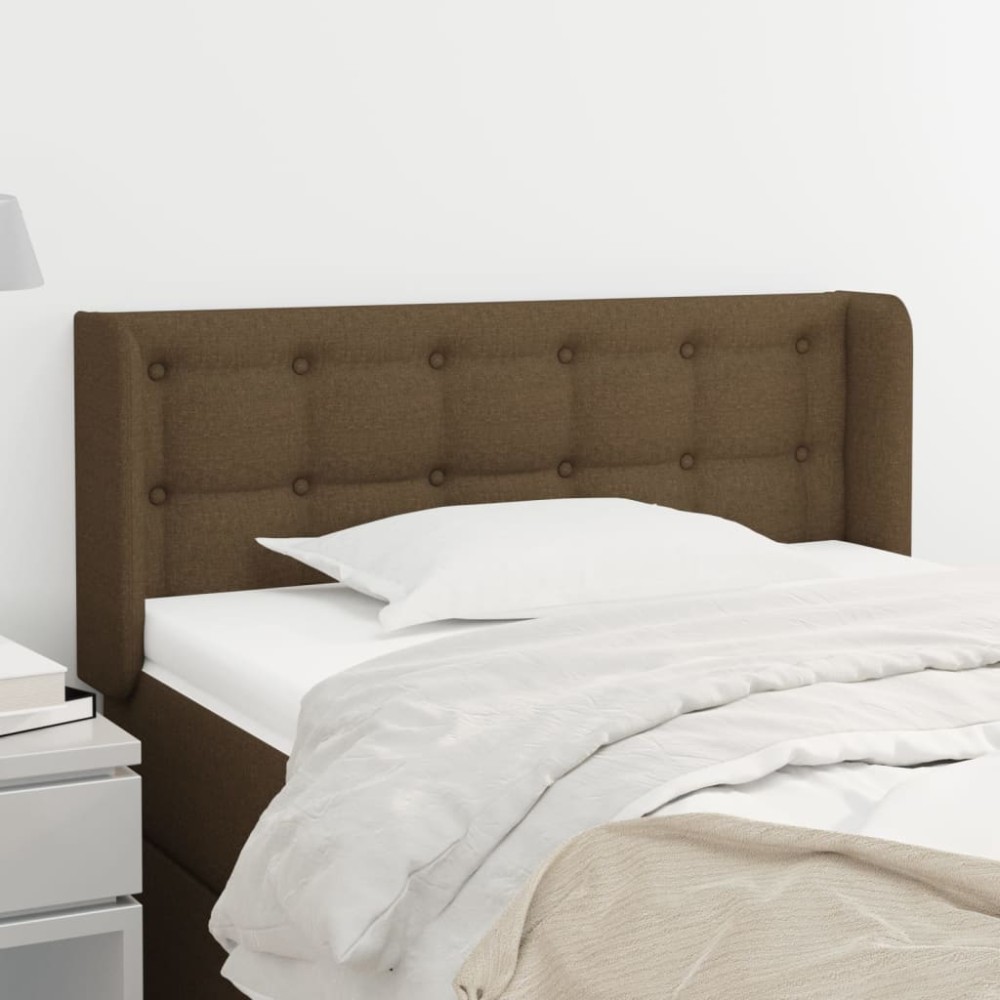 vidaXL Tăblie de pat cu aripioare maro închis 103x16x78/88 cm textil