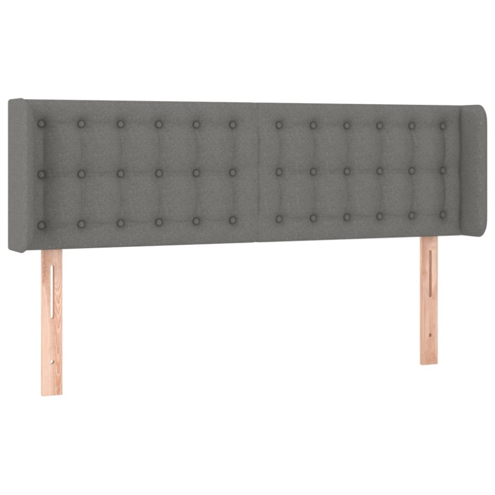 vidaXL Tăblie de pat cu aripioare gri închis 147x16x78/88 cm textil
