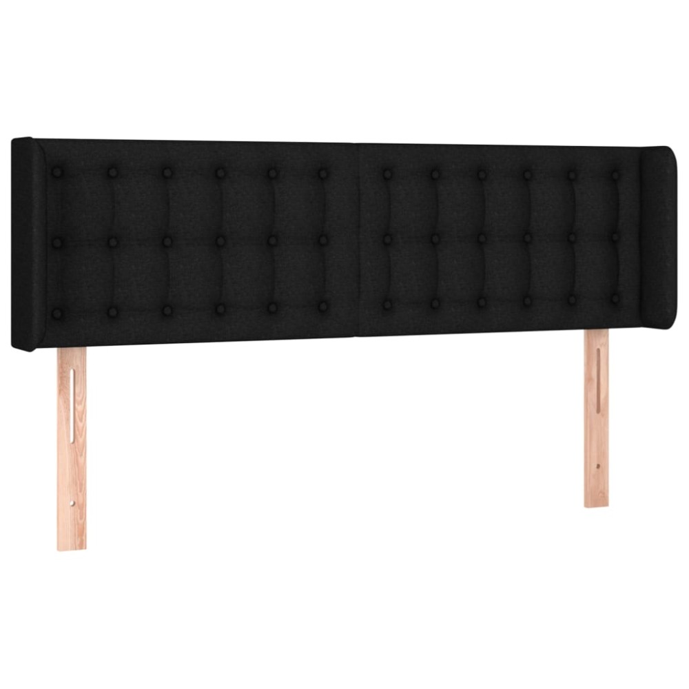 vidaXL Tăblie de pat cu aripioare negru 147x16x78/88 cm textil