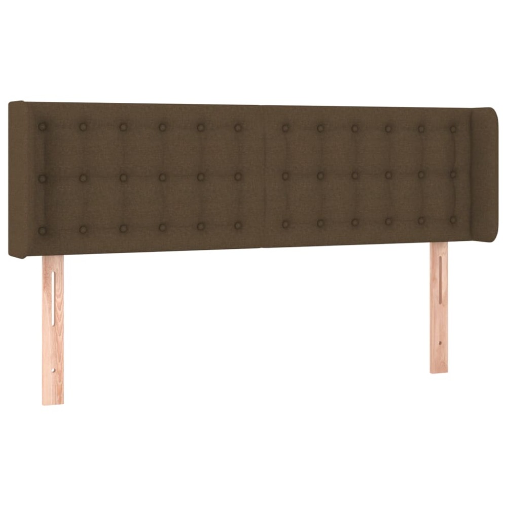 vidaXL Tăblie de pat cu aripioare maro închis 147x16x78/88 cm textil