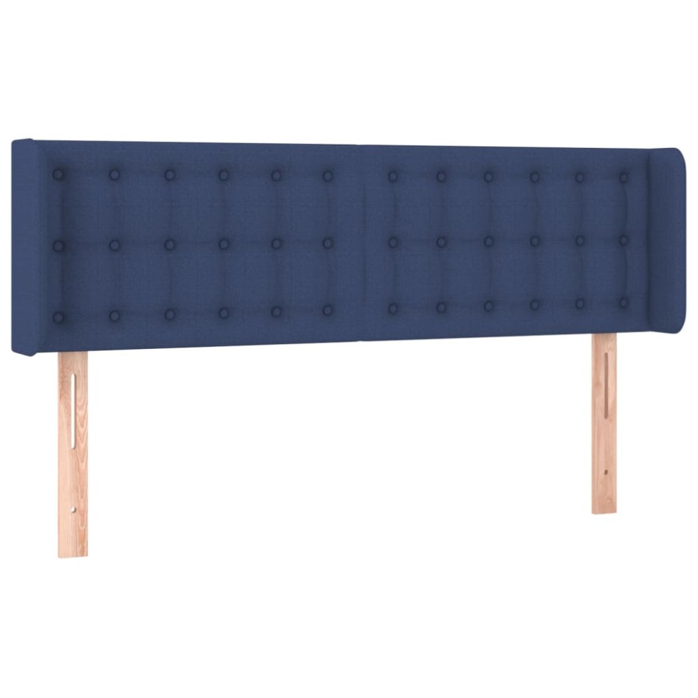 vidaXL Tăblie de pat cu aripioare, albastru, 147x16x78/88 cm textil